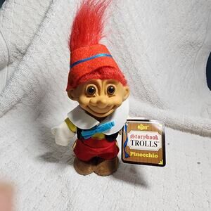 Vintage Russ Berrie Storybook Pinocchio Troll Doll Long Nose, RED Hair